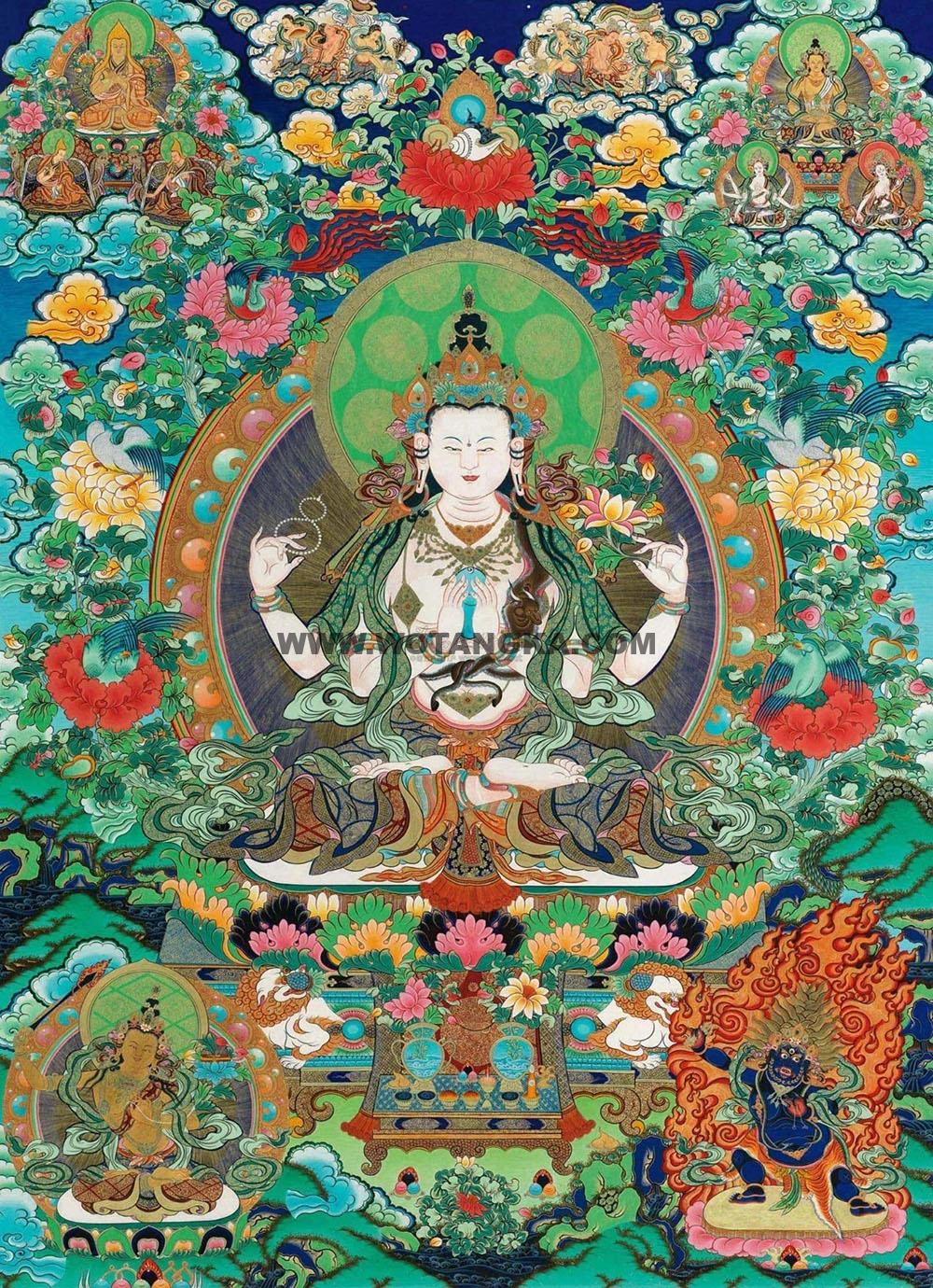 沃唐卡编号AC35127：四臂观音