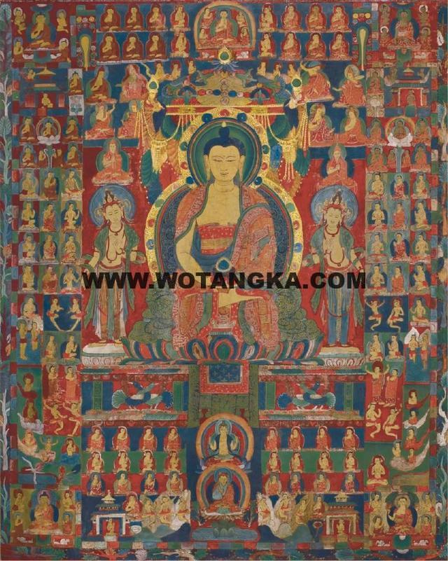 沃唐卡编号AC44909：阿弥陀佛·极乐世界