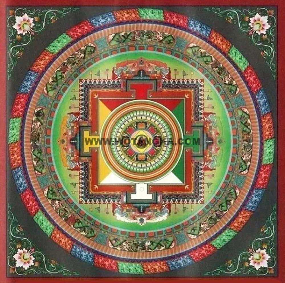 沃唐卡编号AC58136：新伏藏多杰陀美扎之古汝心意秘密总集寂忿坛城