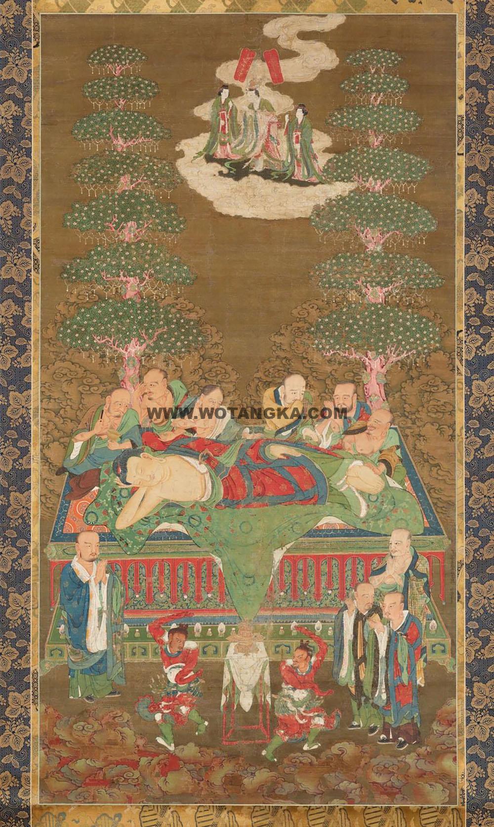 沃唐卡编号AC68157：佛陀涅槃图