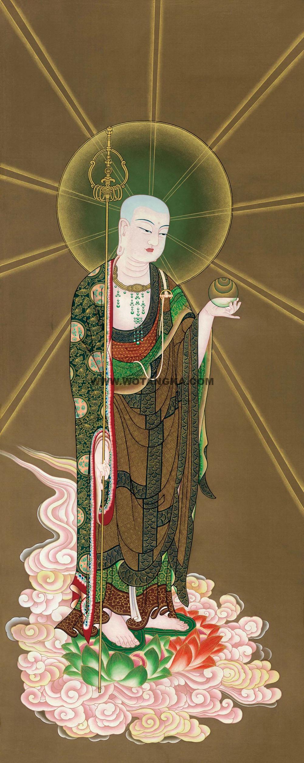 沃唐卡编号AC75829:地藏王菩萨