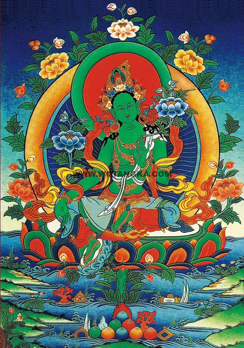 沃唐卡编号AC81273：绿度母