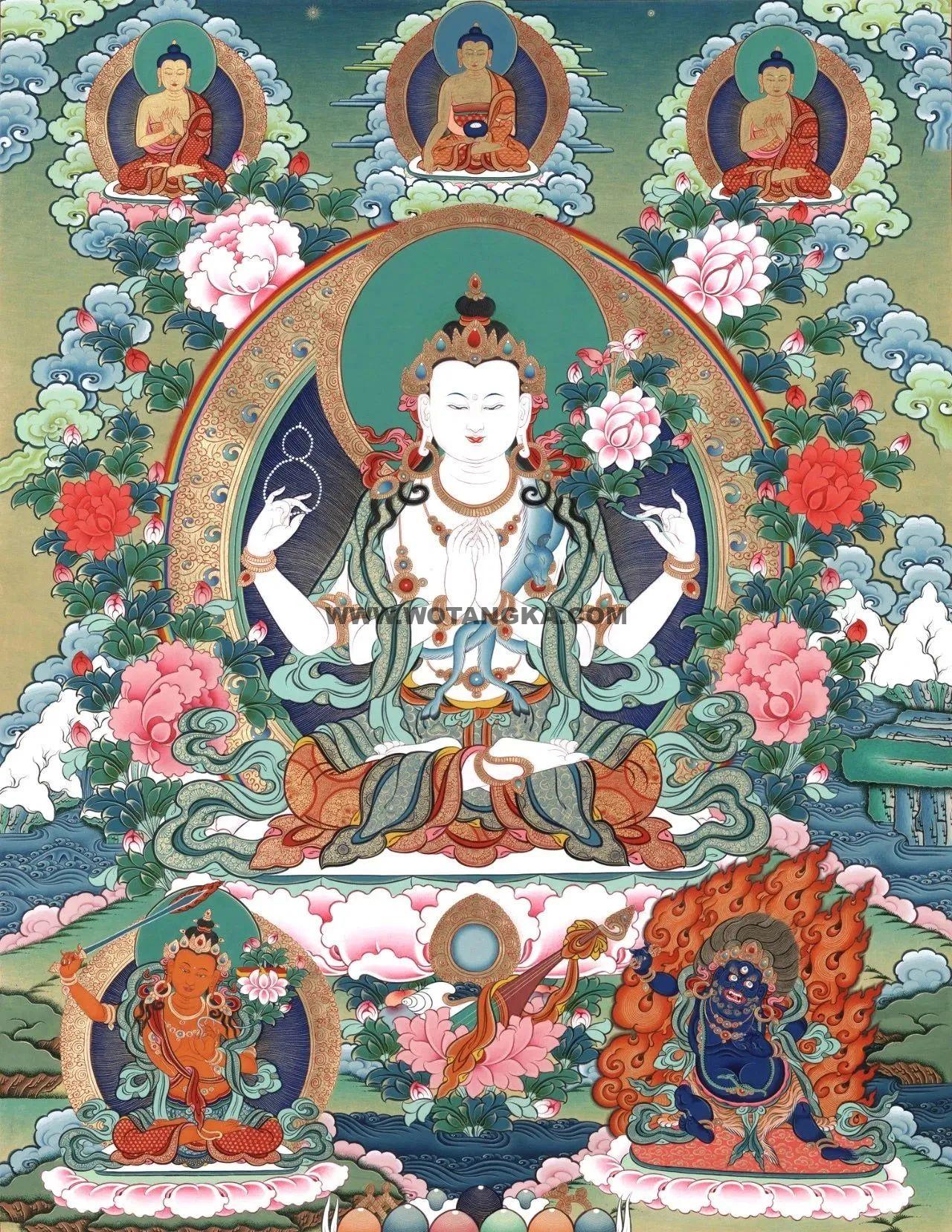 沃唐卡编号AC81637：四臂观音