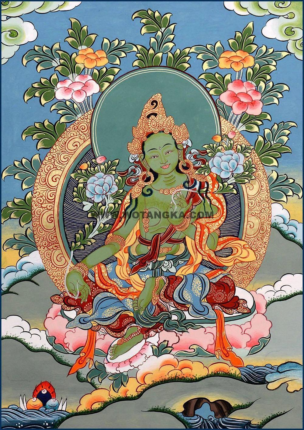 沃唐卡编号AC98247：绿度母