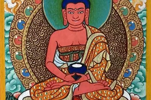 编号118-4925378：彩绘小唐卡-阿弥陀佛（长方形·5*4CM左右）