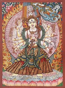 编号118-5863297：彩绘小唐卡-大白伞盖佛母（长方形·5*4CM左右）