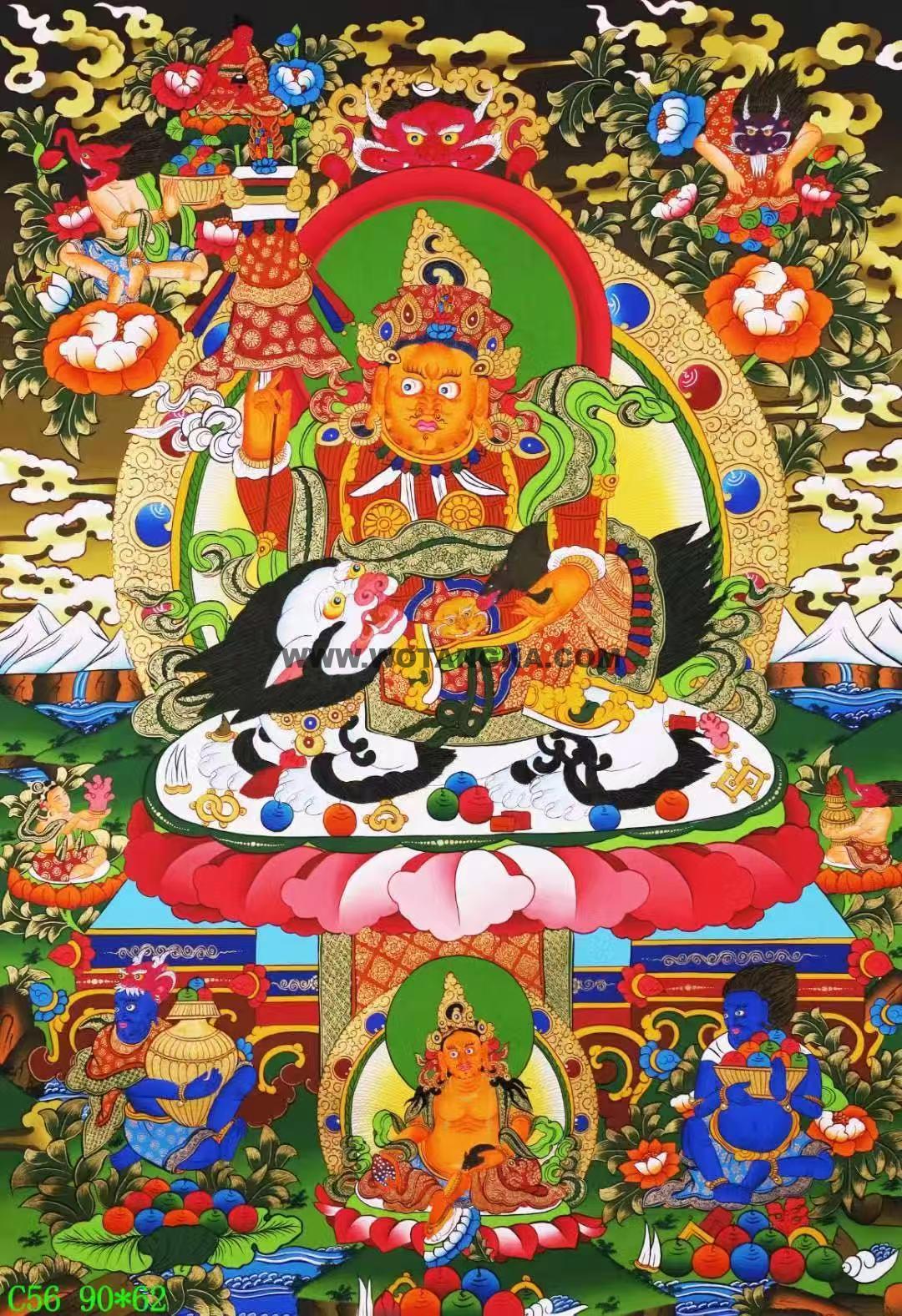 编号138-164827：彩绘唐卡-财宝天王（90*62CM左右）