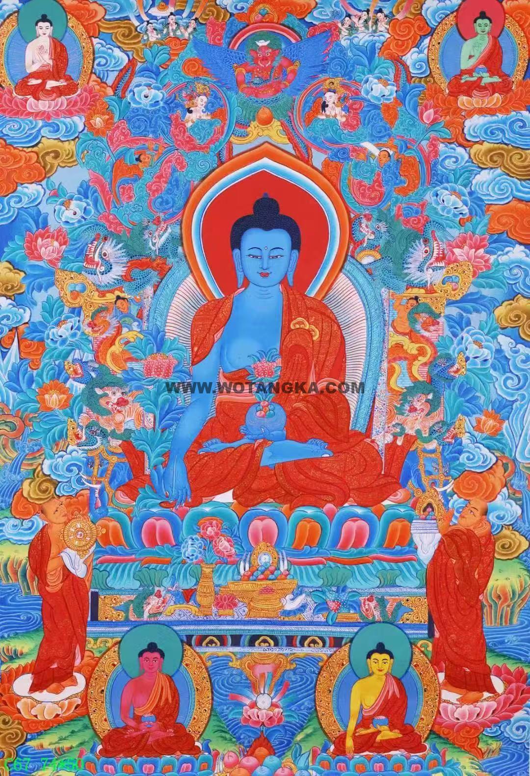 编号138-352816：彩绘唐卡-药师佛（74*50CM左右）