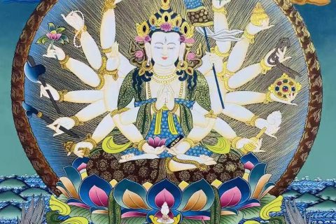 编号138-369245：彩绘唐卡-准提佛母（76*50CM左右）