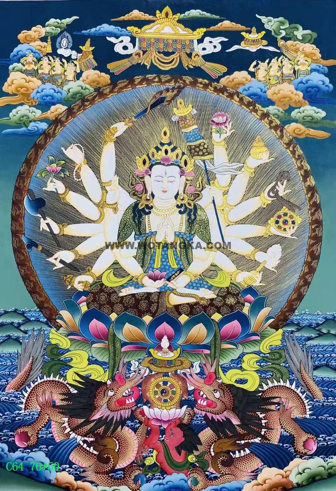 编号138-369245：彩绘唐卡-准提佛母（76*50CM左右）