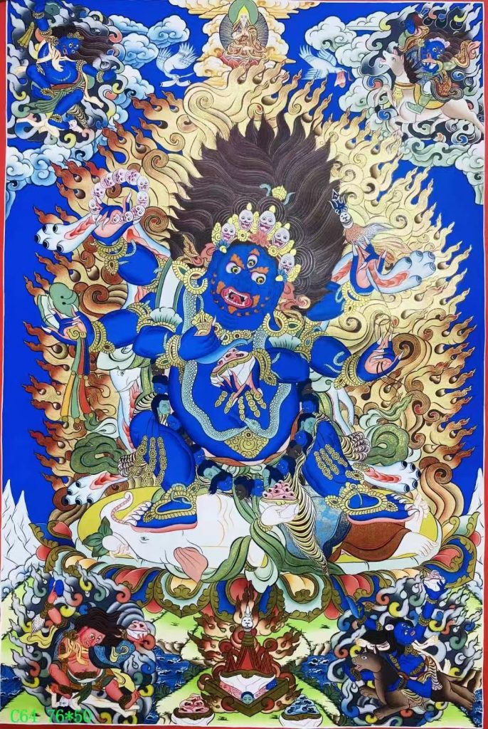 编号138-429683：彩绘唐卡-六臂玛哈嘎拉（76*50CM左右）