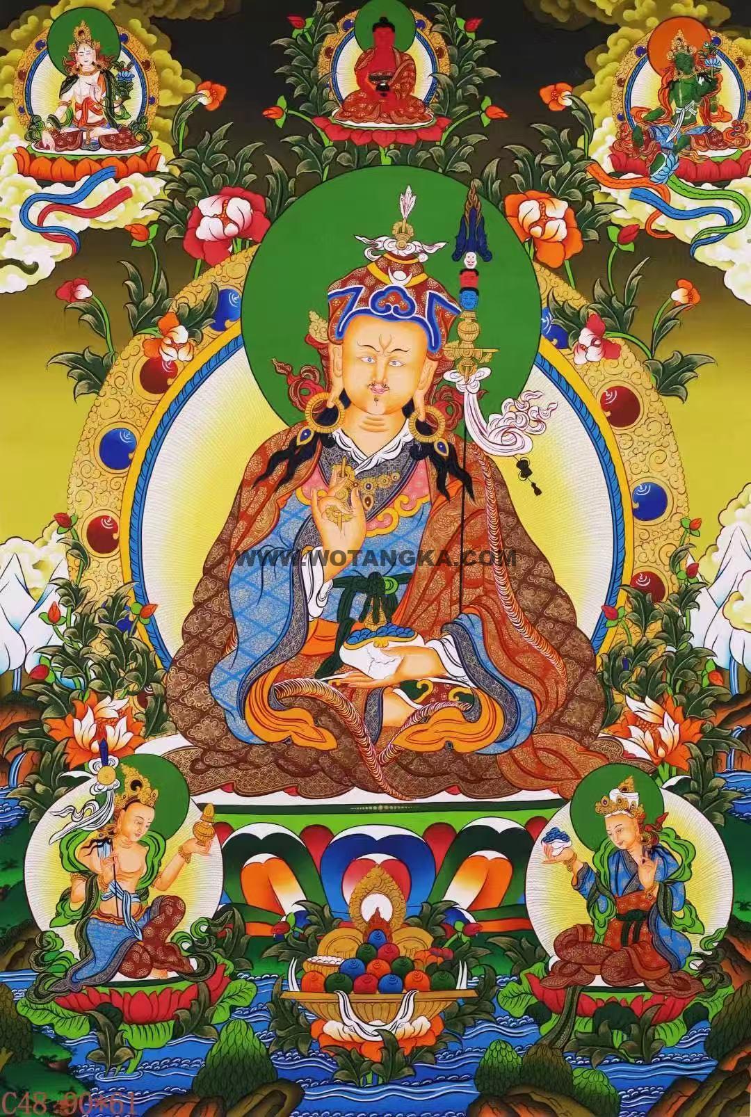 编号138-435789：彩绘唐卡-莲花生大士（90*61CM左右）