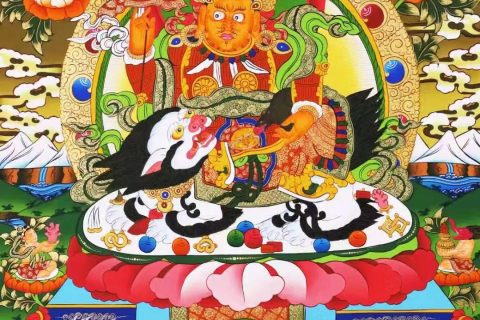 编号138-516384：彩绘唐卡-财宝天王（90*62CM左右）