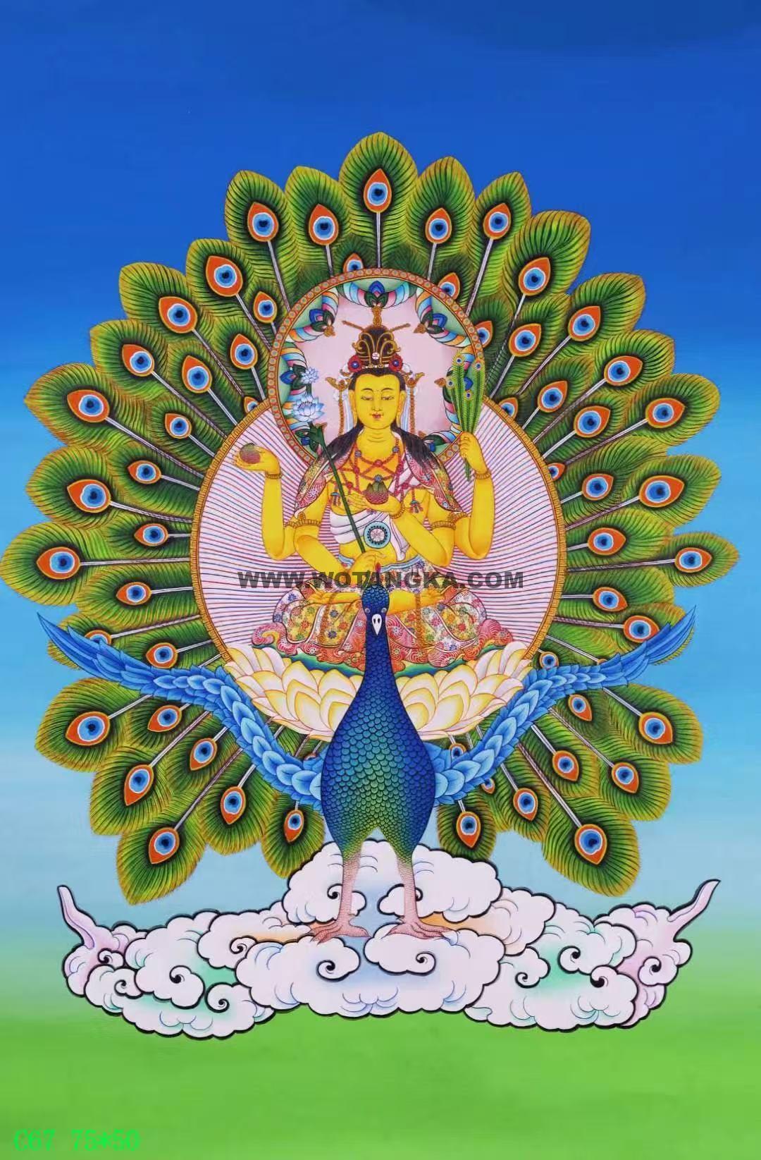 编号138-573126：彩绘唐卡-孔雀大明王（75*50CM左右）