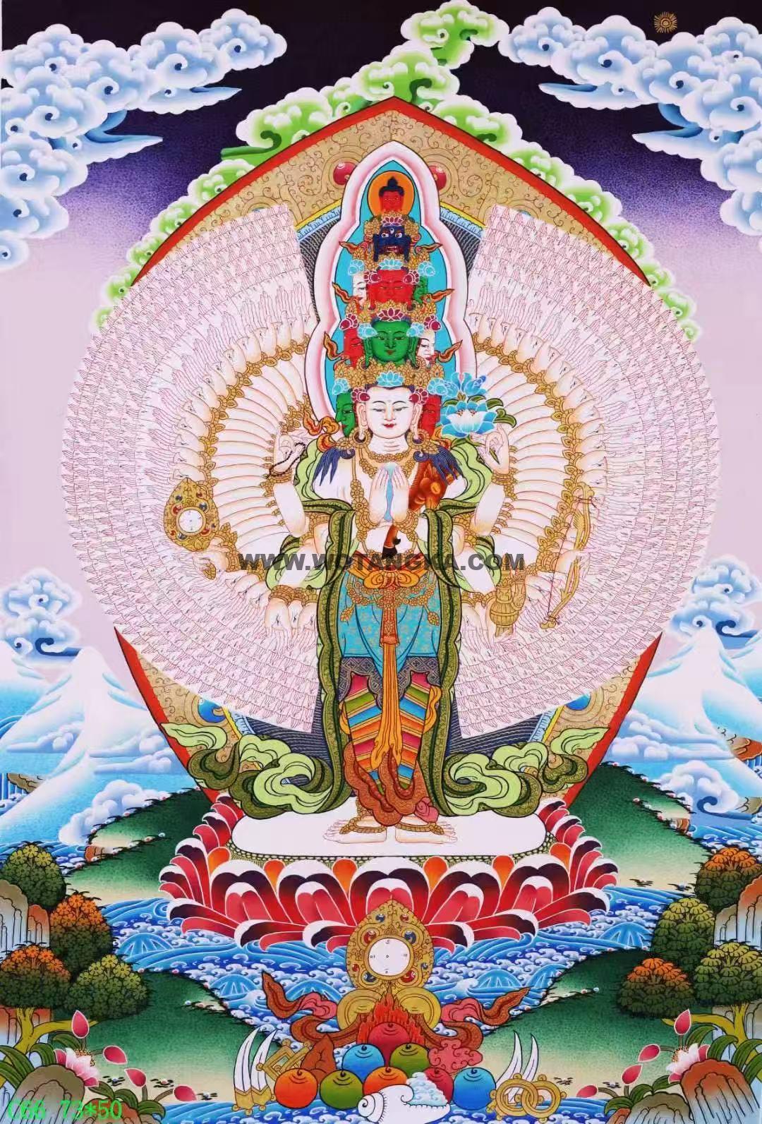 编号138-736498:彩绘唐卡-千手观音(73*50CM左右)