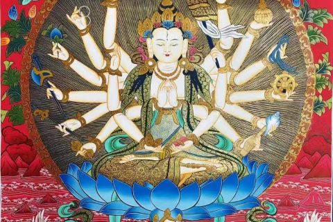 编号138-738451：彩绘唐卡-准提佛母（76*54CM左右）