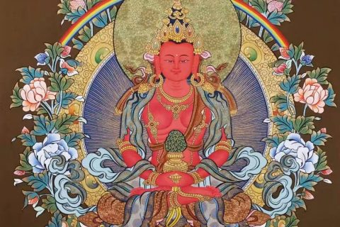 编号138-865192：彩绘唐卡-长寿佛（60*44CM左右）