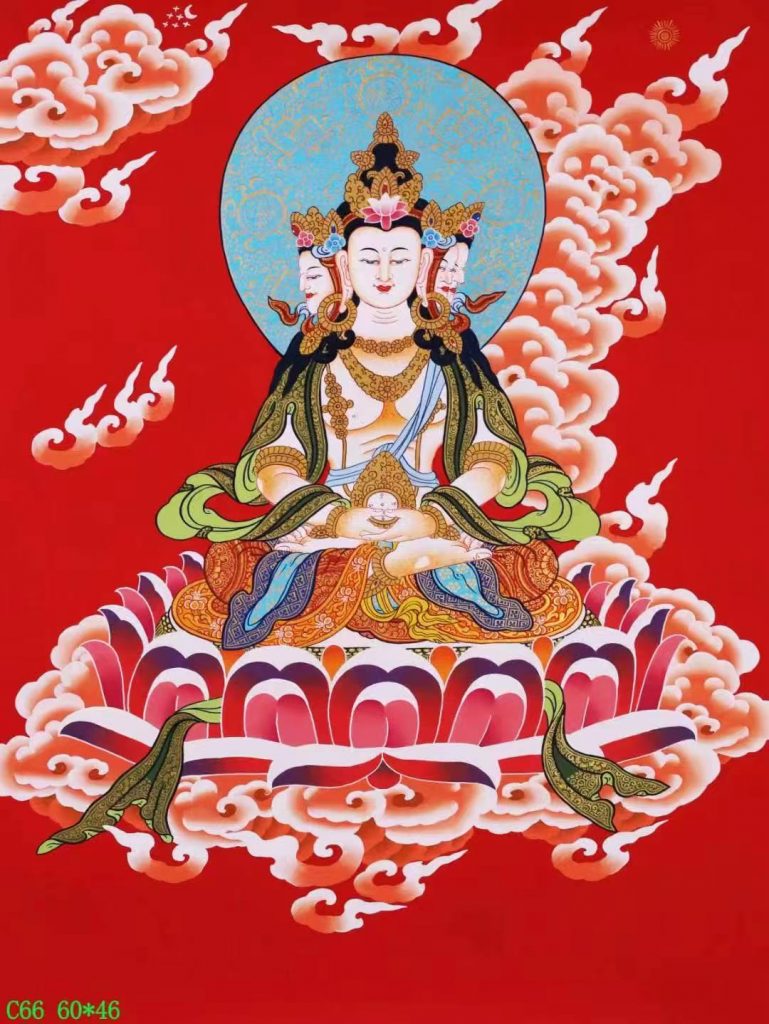 编号138-879645：彩绘唐卡-四面大日如来（60*46CM左右）