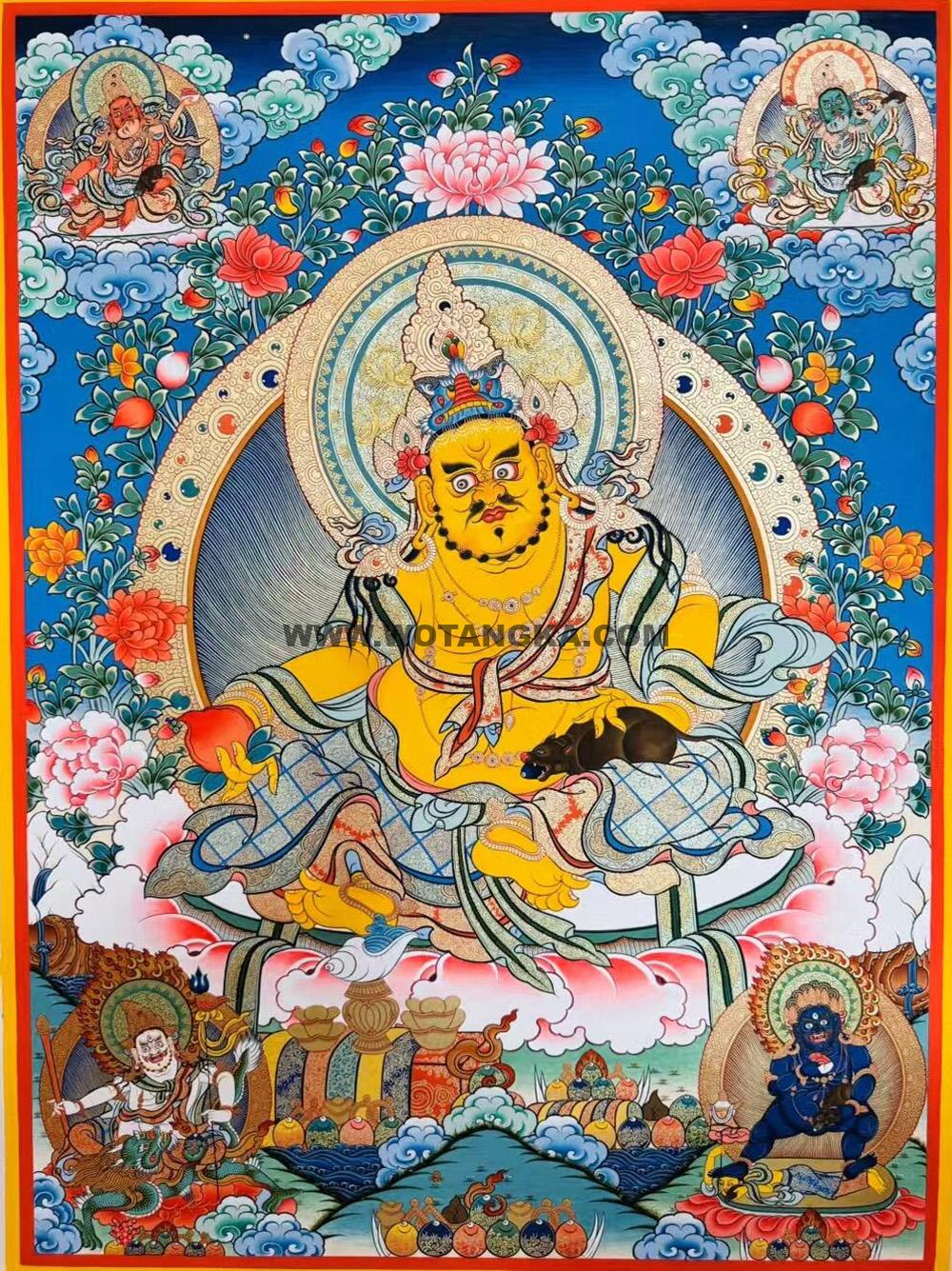 编号189-487036：彩绘唐卡-黄财神·五方财神（80*60CM左右）