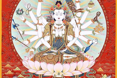 编号189-640297：红金唐卡-准提佛母（60*45CM左右）