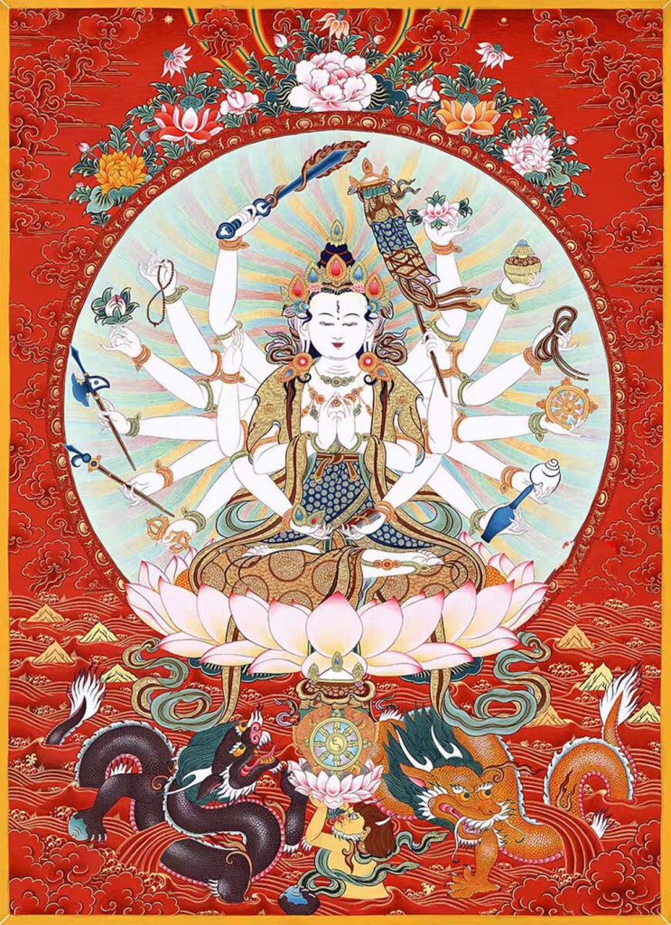 编号189-640297：红金唐卡-准提佛母（60*45CM左右）