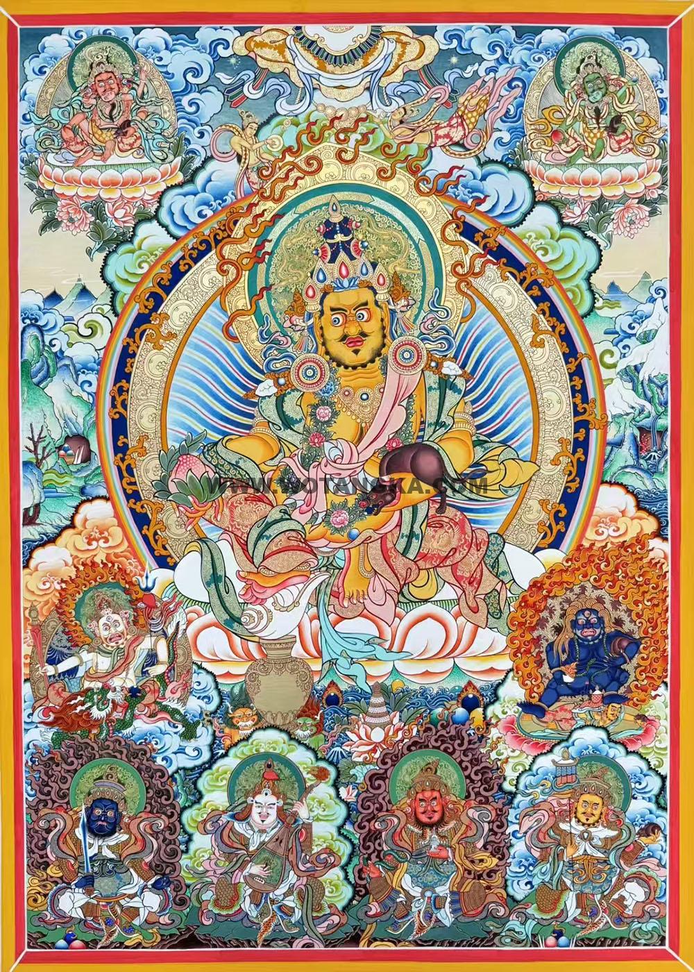 编号189-656776：彩绘唐卡-黄财神·五方财神（80*60CM左右）