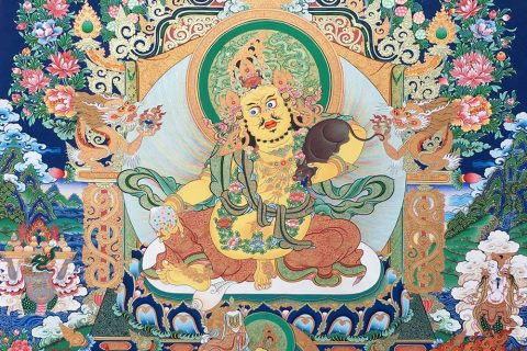 编号189-686659：彩绘唐卡-黄财神·五方财神（100*70CM左右）