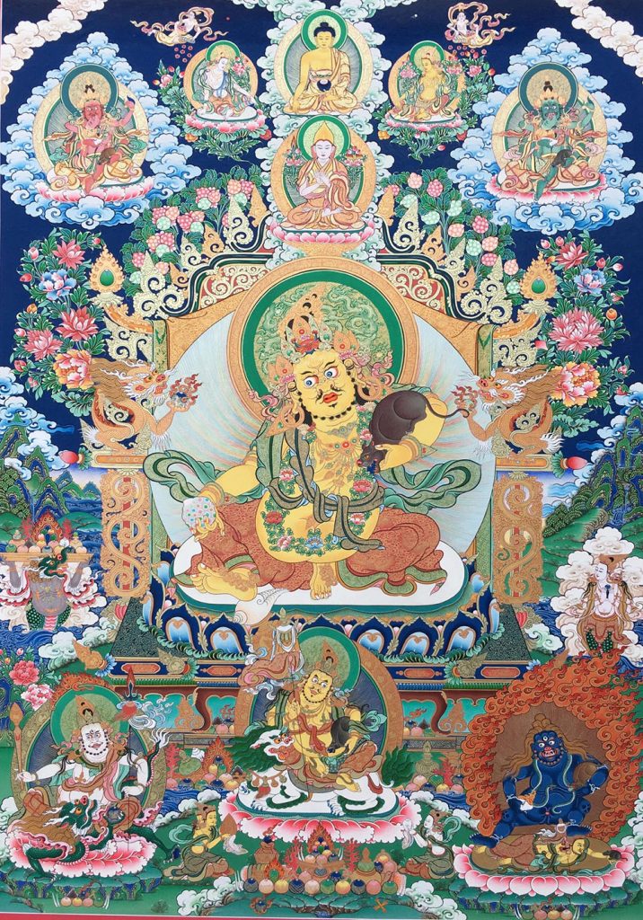 编号189-686659：彩绘唐卡-黄财神·五方财神（100*70CM左右）