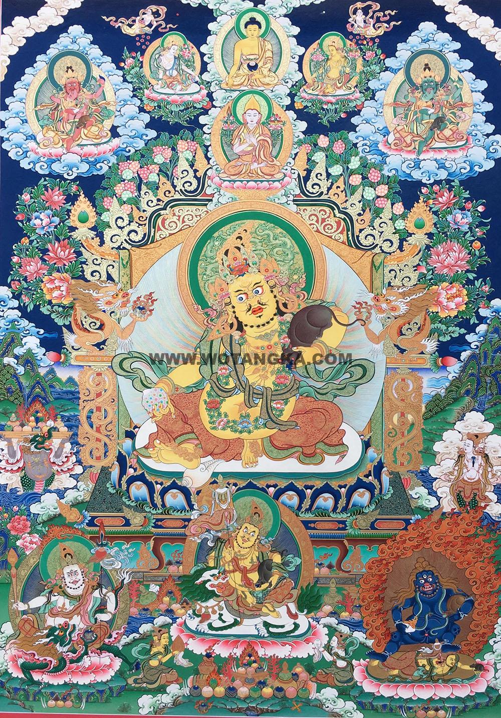 编号189-686659：彩绘唐卡-黄财神·五方财神（100*70CM左右）