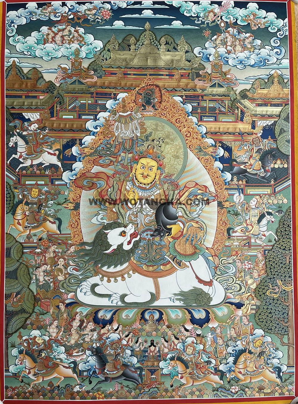 热贡-南木·画院：彩绘唐卡-财宝天王·八马财神（100*70CM左右）