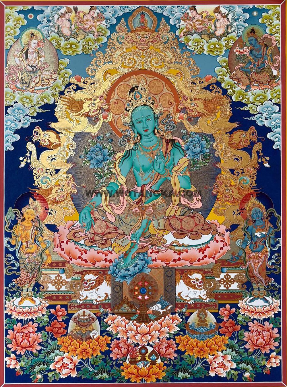 编号189-731111：彩绘唐卡-绿度母（80*60CM左右）