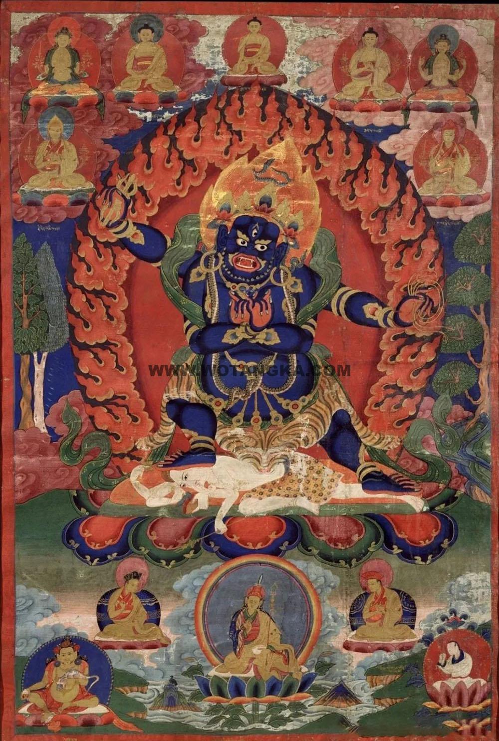 沃唐卡编号AC27593：四臂金刚手菩萨