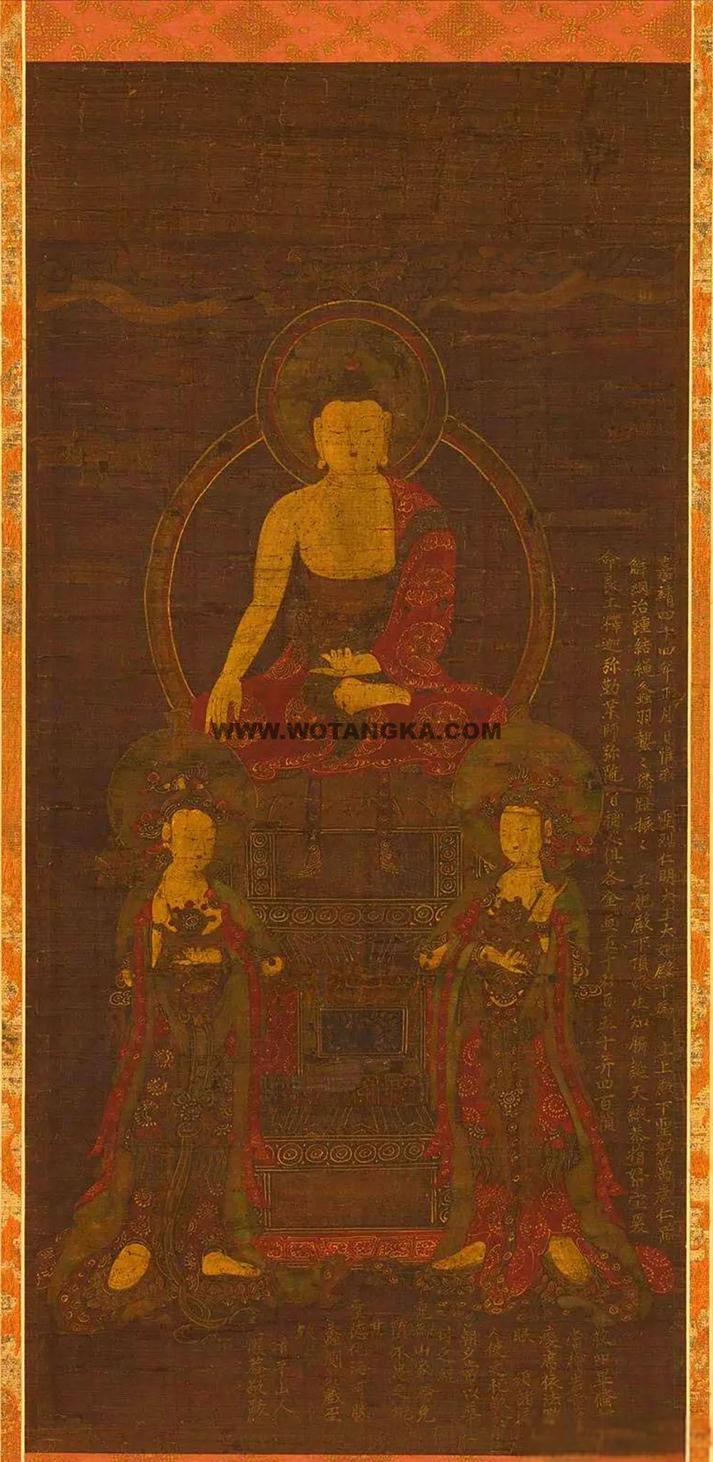 沃唐卡编号AC29647：释迦牟尼佛婆娑三圣