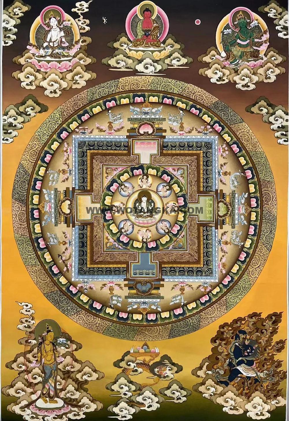 沃唐卡编号AC33685：四臂观音坛城