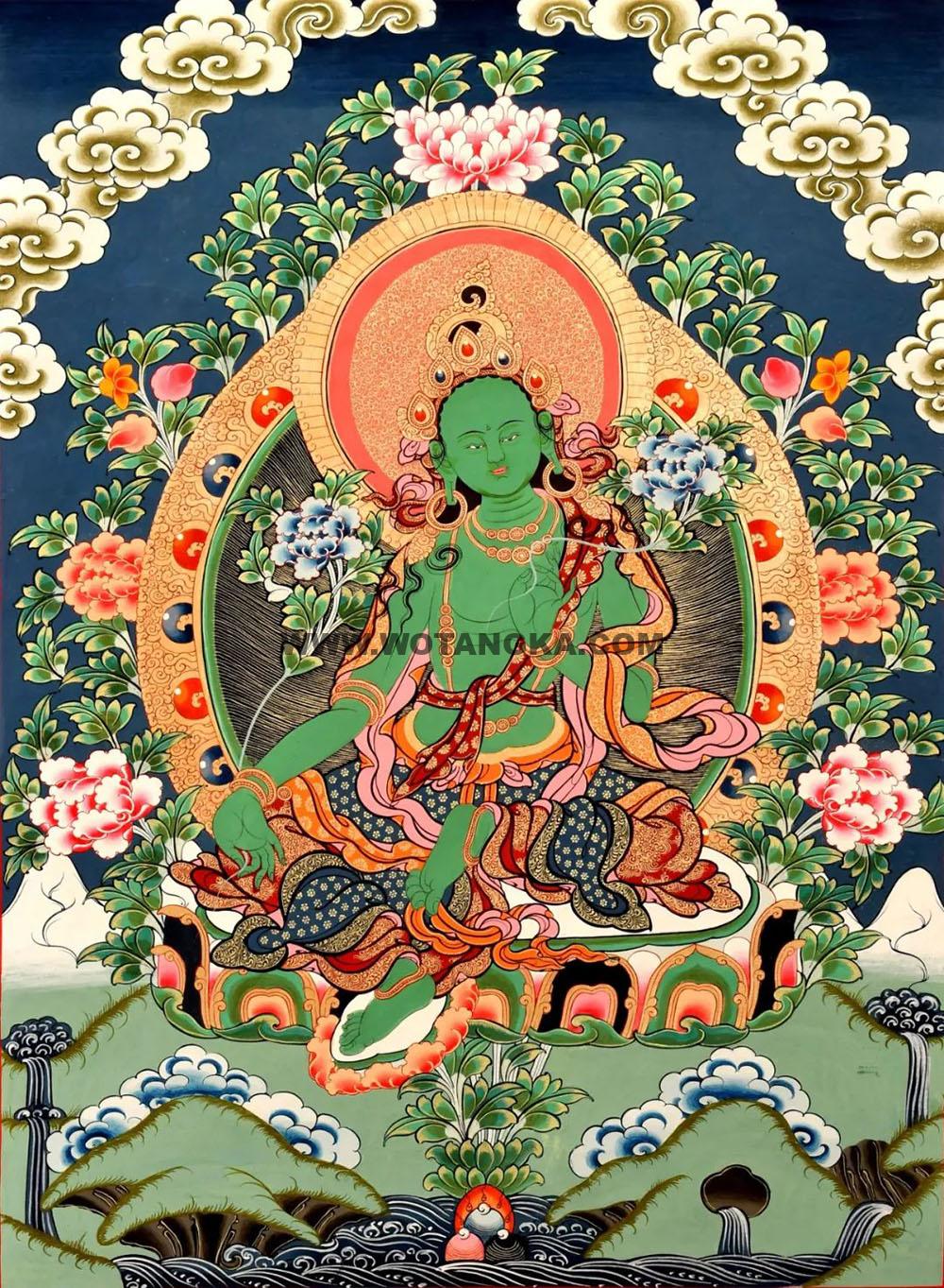 沃唐卡编号AC44762：绿度母