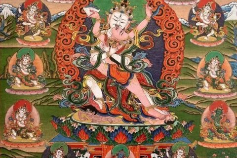 沃唐卡编号AC81253：世间供赞：吉丹秋多