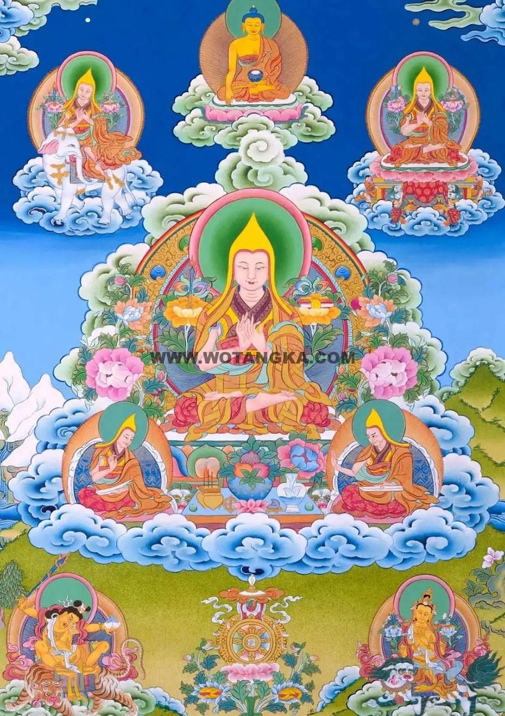 沃唐卡编号AC89357：宗喀巴大师五照见