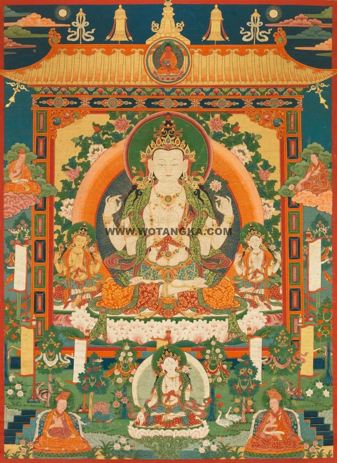 沃唐卡编号AC92514：四臂观音
