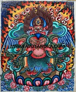 编号118-6741295：彩绘小唐卡-迦楼罗（长方形·5*4CM左右）