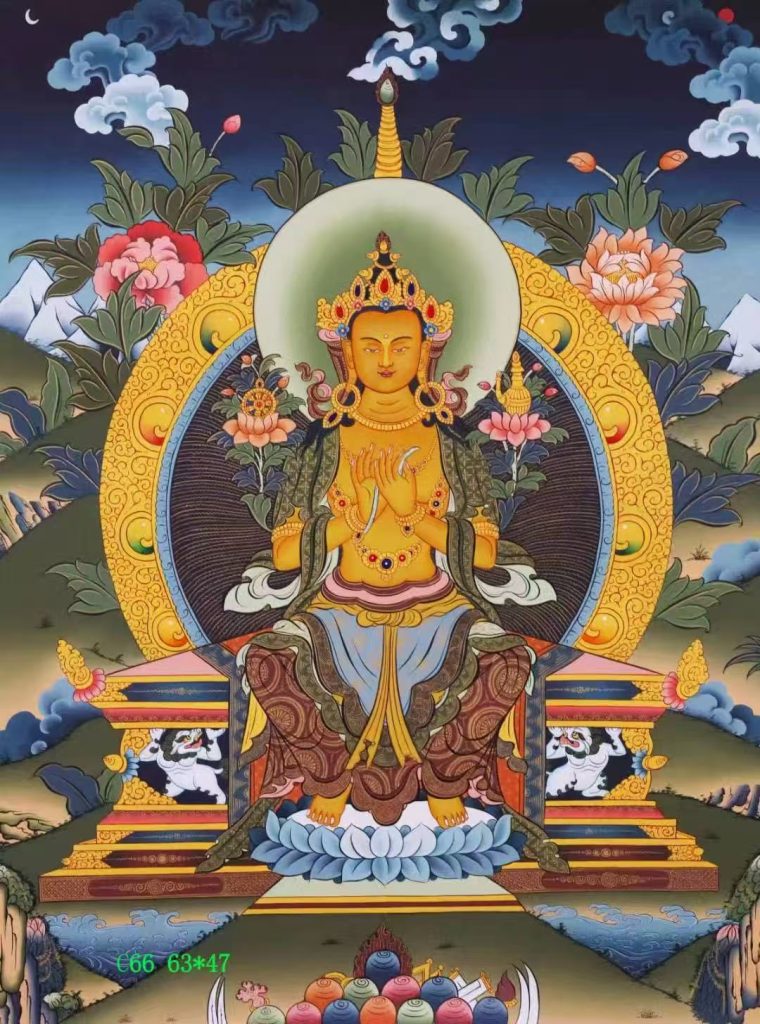 编号138-184379：彩绘唐卡-弥勒菩萨（63*47CM左右）