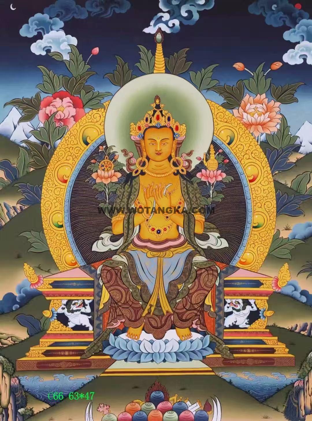 编号138-184379：彩绘唐卡-弥勒菩萨（63*47CM左右）