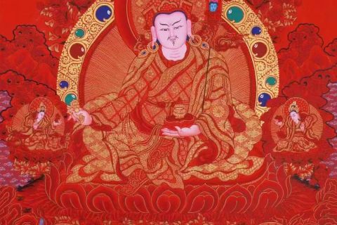 编号138-218574：红金唐卡-莲花生大士（60*44CM左右）