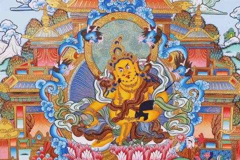 编号138-362954：彩绘唐卡-黄财神·五方财神（75*52CM左右）