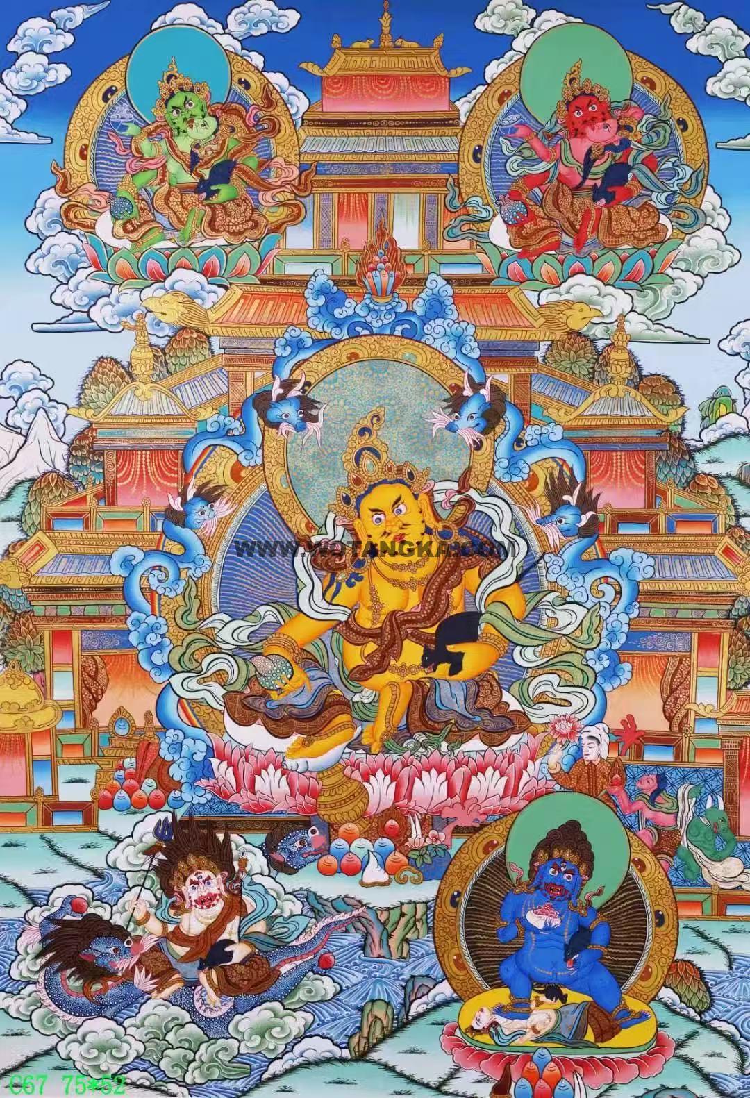 编号138-362954：彩绘唐卡-黄财神·五方财神（75*52CM左右）