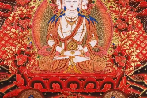 编号138-377892：红金唐卡-四面大日如来（76*54CM左右）