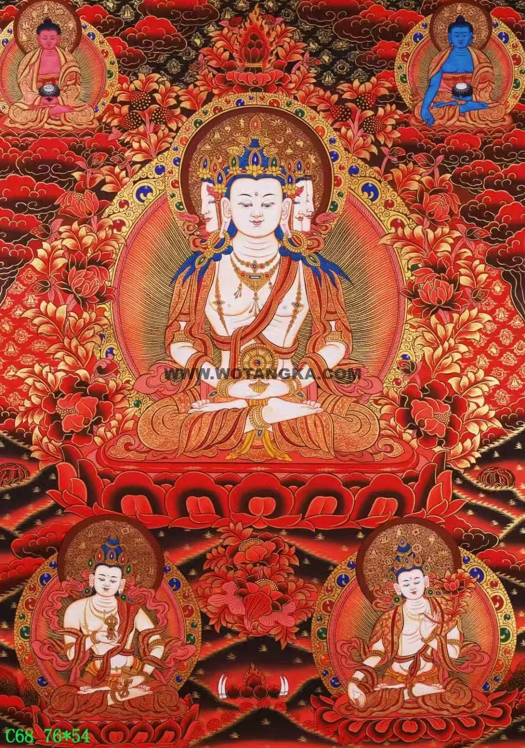 编号138-377892：红金唐卡-四面大日如来（76*54CM左右）