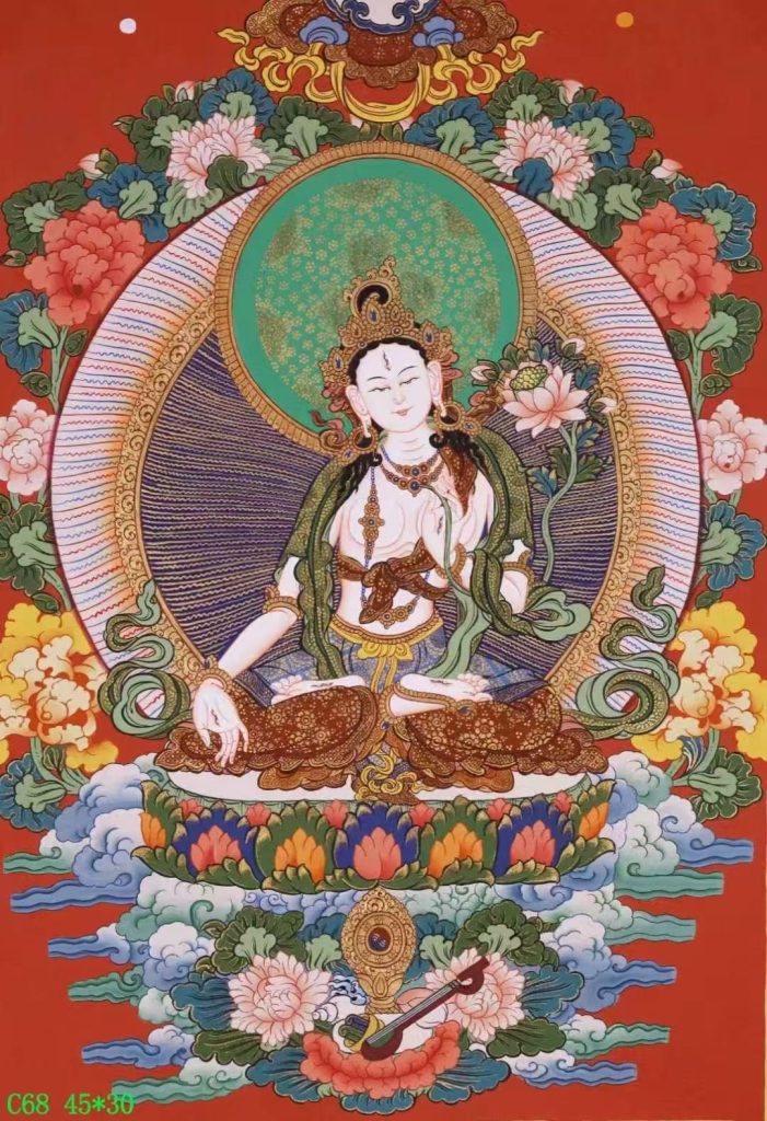 编号138-438225：彩绘唐卡-白度母（45*30CM左右）