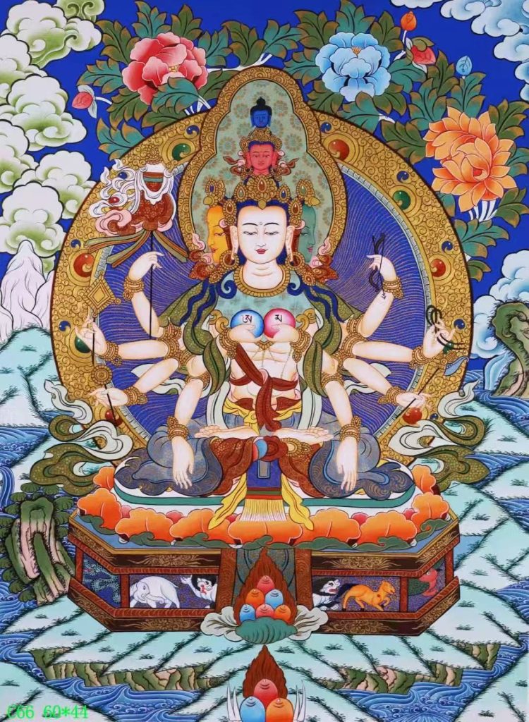 编号138-438925：彩绘唐卡-准提佛母（60*44CM左右）