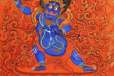 编号138-493186：红金唐卡-金刚手菩萨（75*53CM左右）