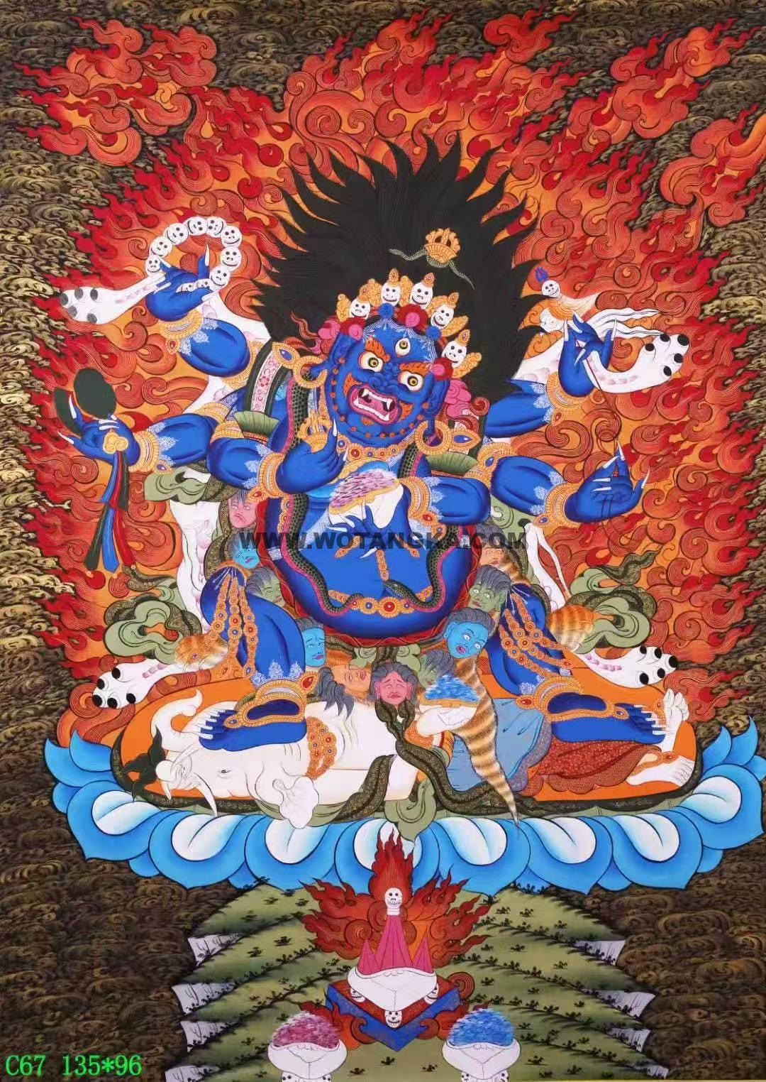 编号138-536284：彩绘唐卡-六臂玛哈嘎拉（135*96CM左右）
